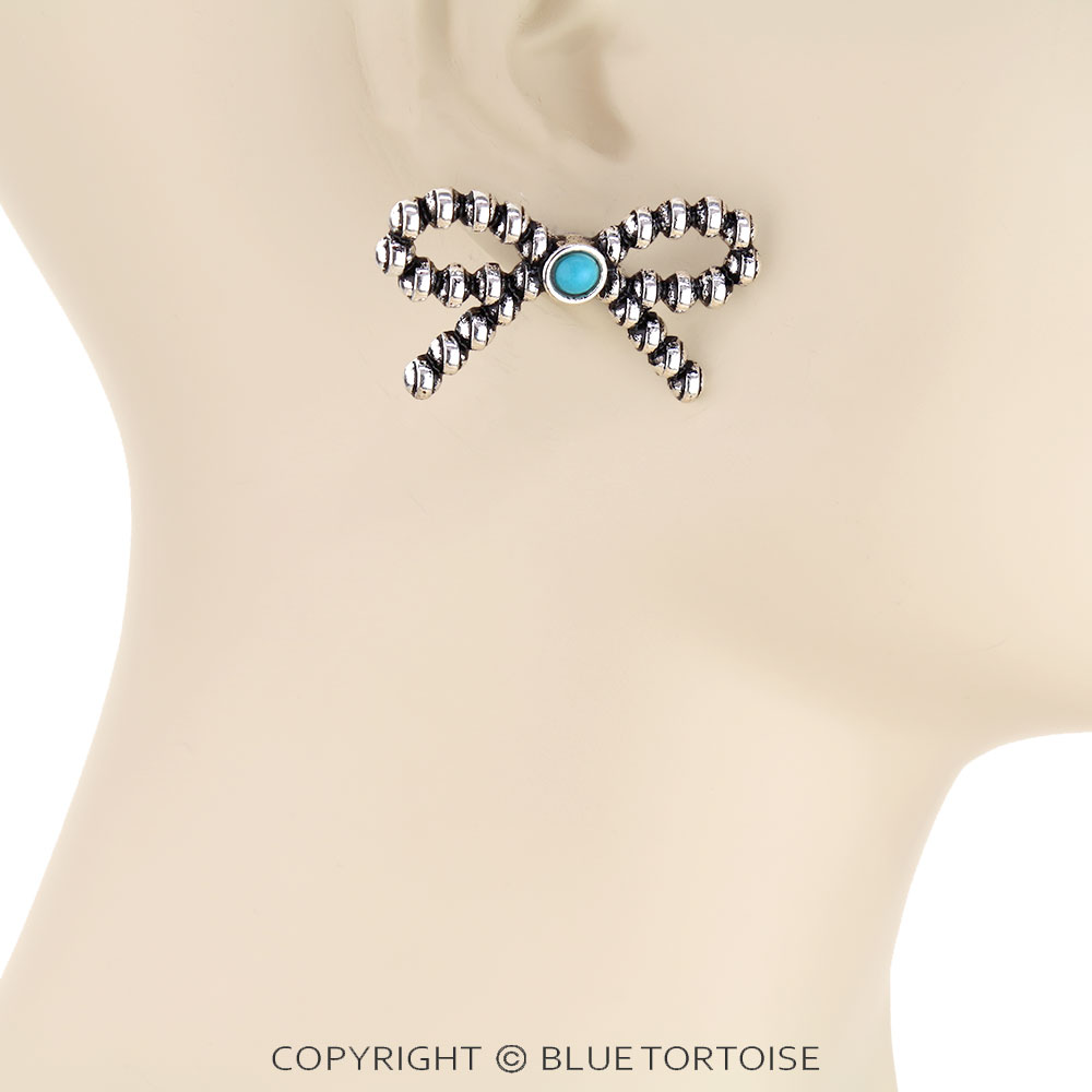 Western Ball TXR Bow Stud Earrings - Image 2
