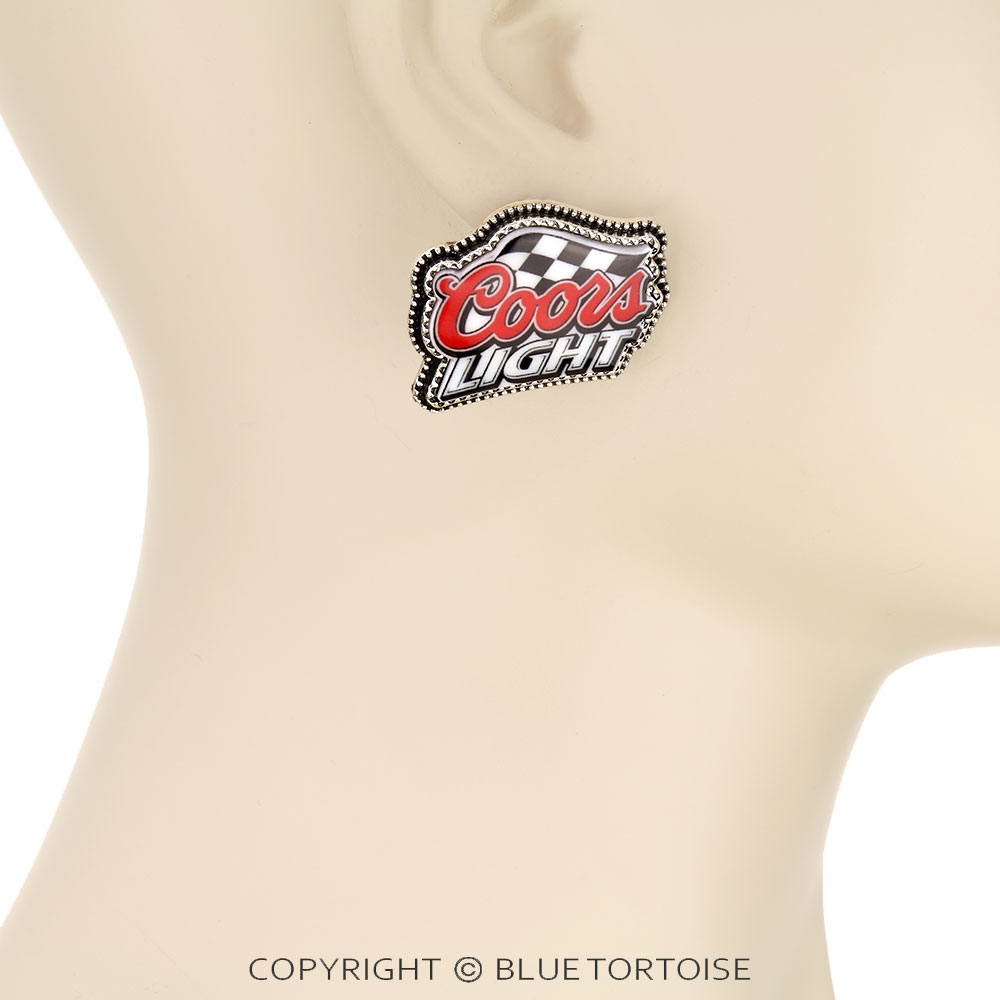 Western Beer Logo Print Stud Earrings - Image 2