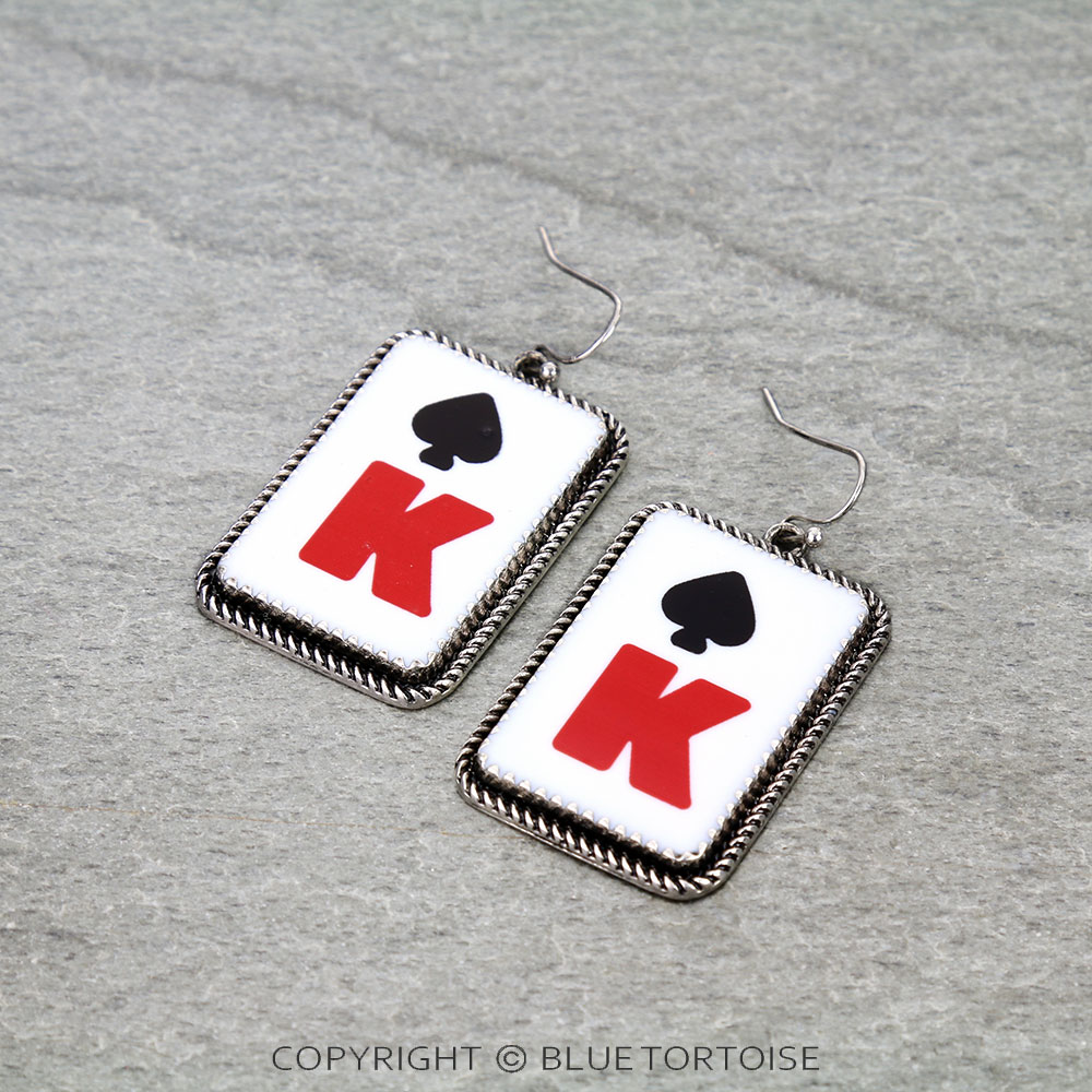 Western Spade K Rectangle Dangle Earrings