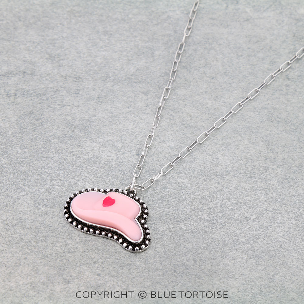 Western Heart Cowboy Hat Necklace