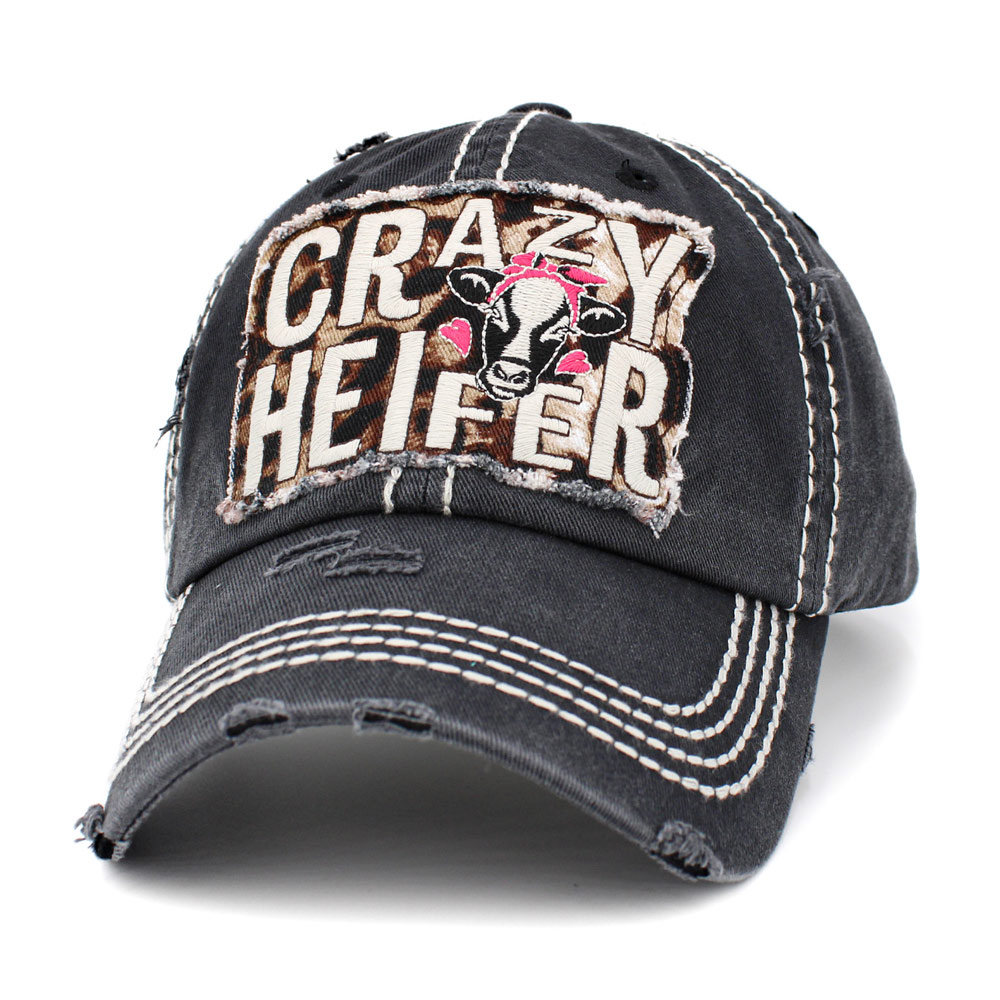 "Crazy Heifer" Washed Vintage Ball Cap - Image 2