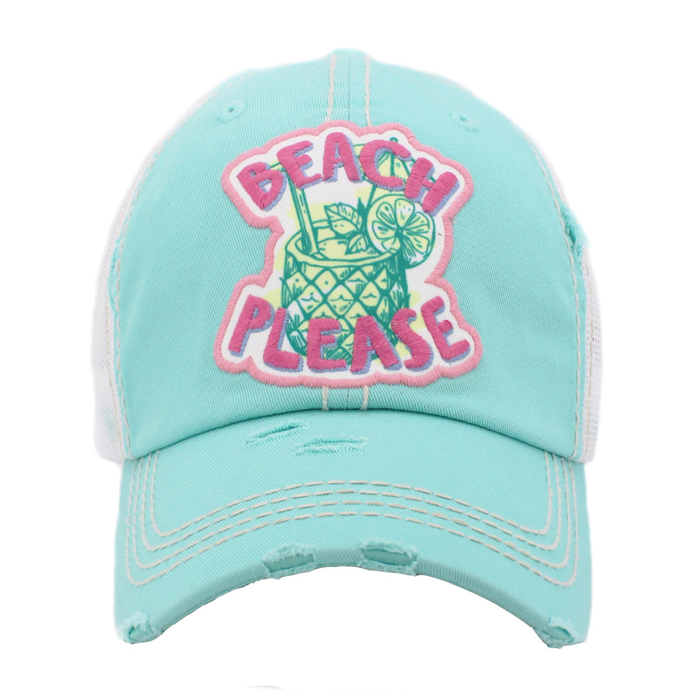 "Beach Please" Washed Vintage Ball Cap