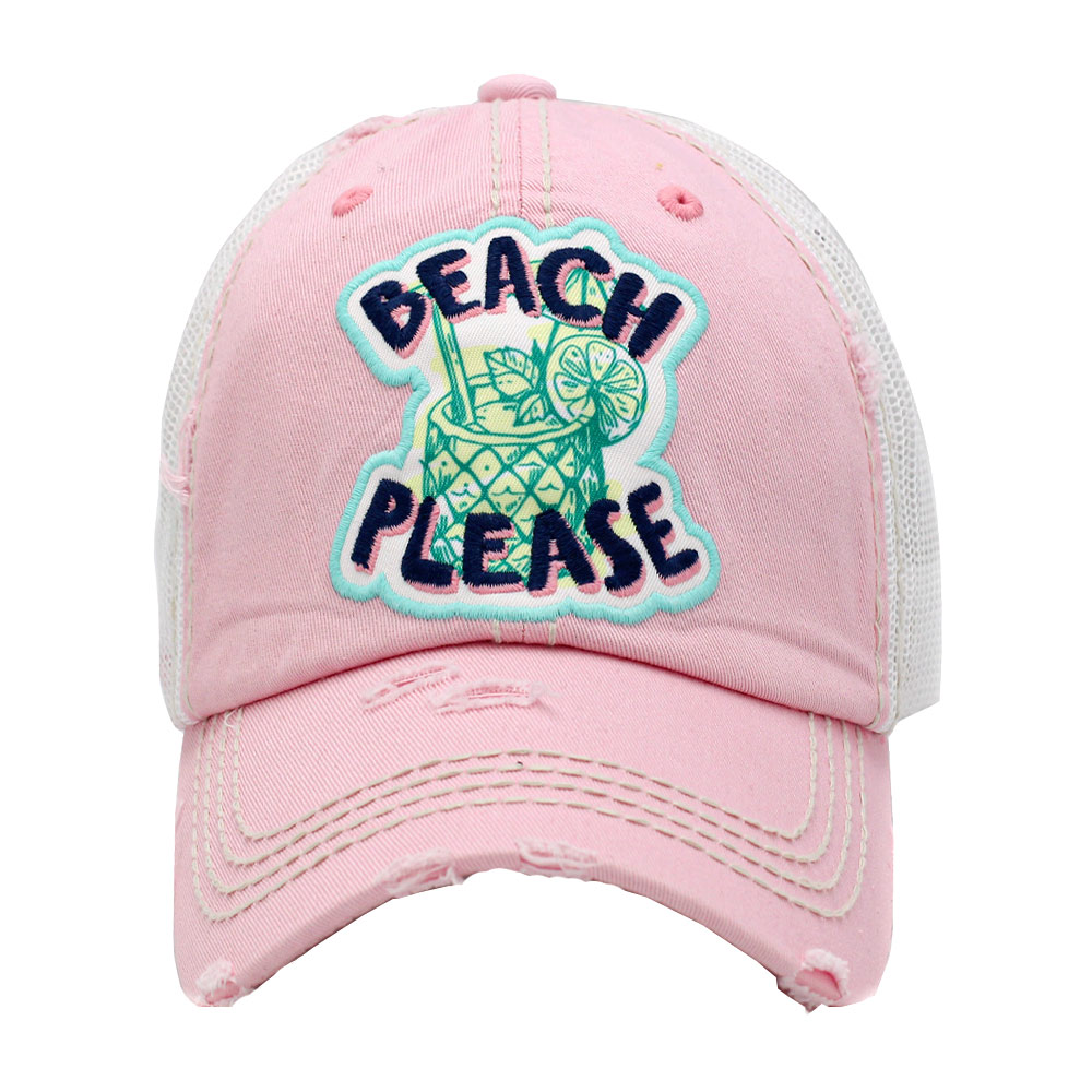 "Beach Please" Washed Vintage Ball Cap