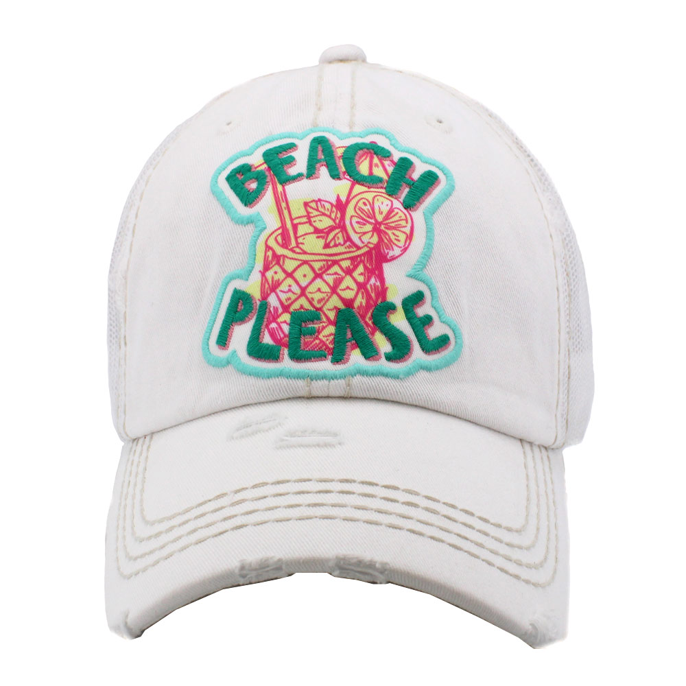 "Beach Please" Washed Vintage Ball Cap