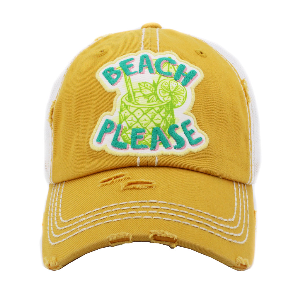 "Beach Please" Washed Vintage Ball Cap