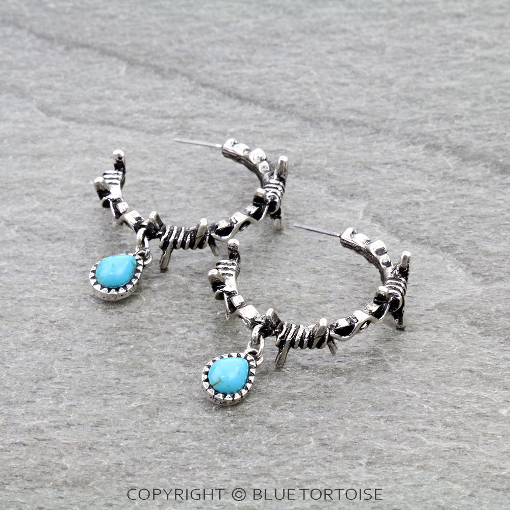 1" Western Barbed TXR Hoop Earrings