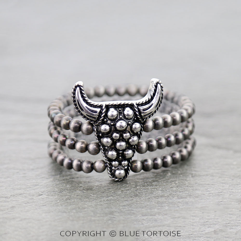 Western Steer Head Ball Stretch Bracelet