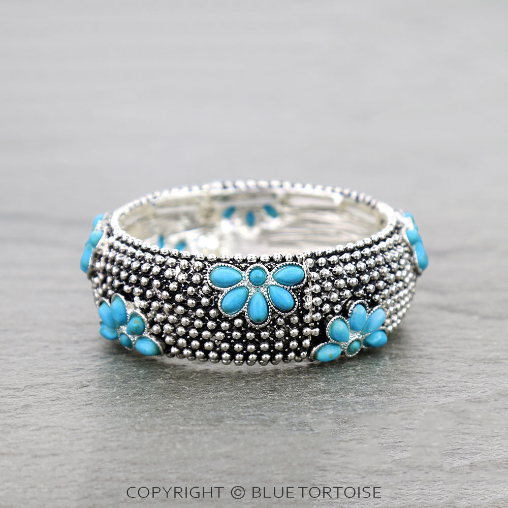 Western Concho Stone Ball Stretch Bracelet - Image 2