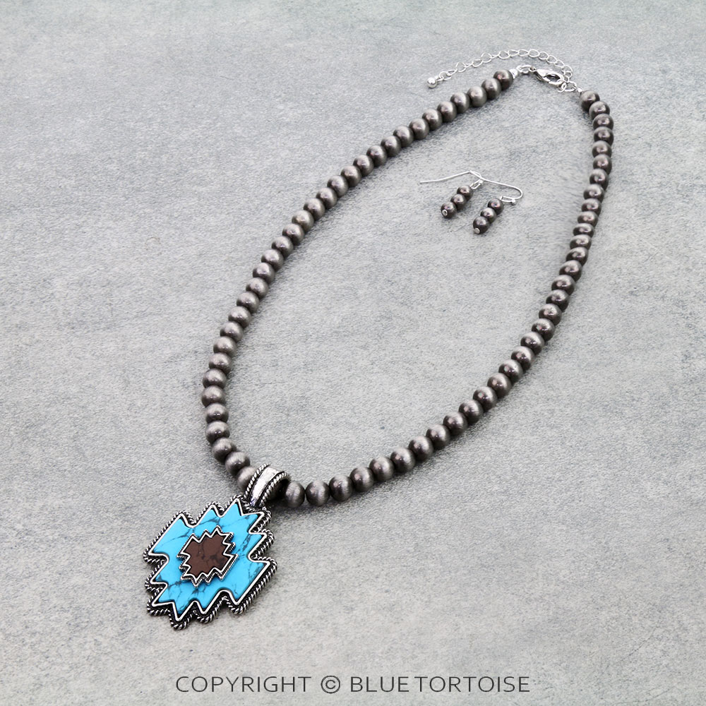 Western Aztec Pendant Necklace Set