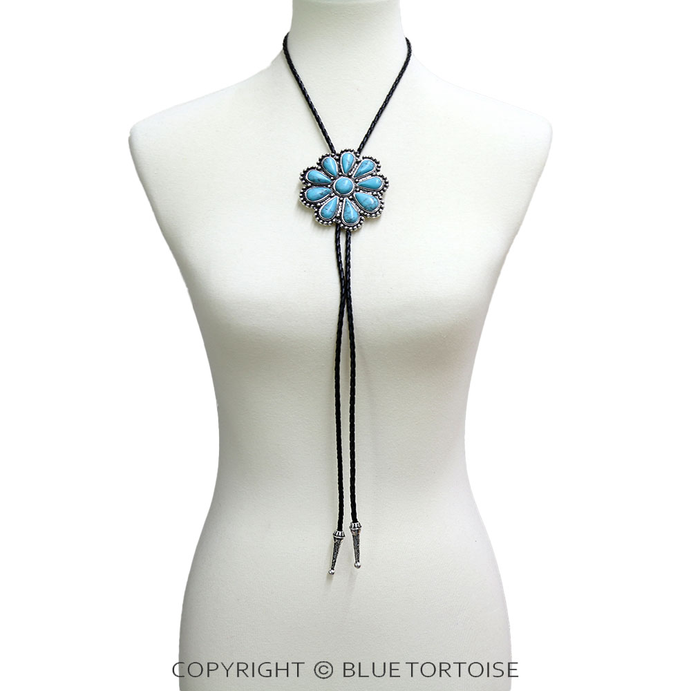 Western Concho Hand Stone Bolo Necklace - Image 2