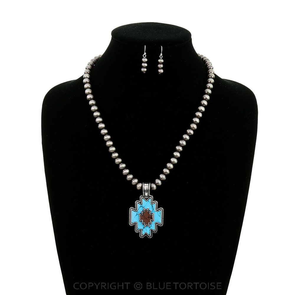Western Aztec Pendant Necklace Set - Image 2