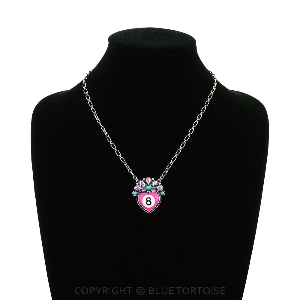 Western 8 Ball Heart Necklace - Image 2