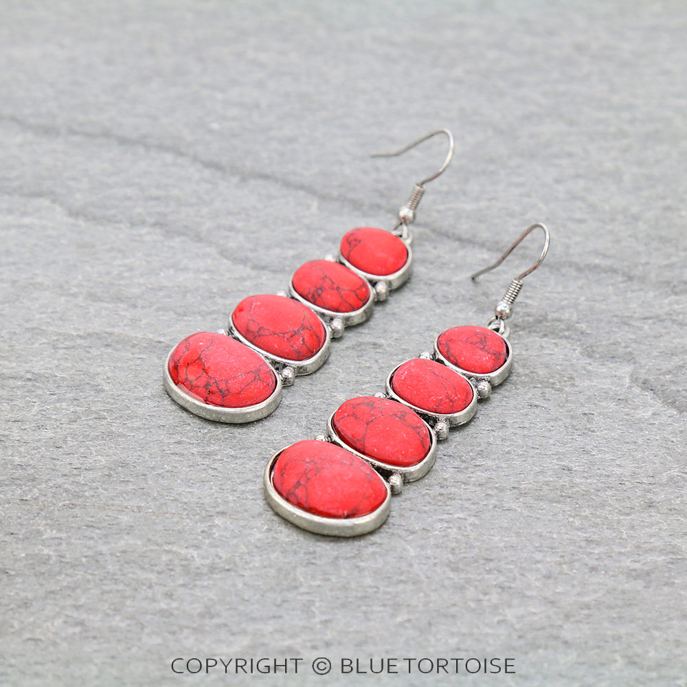 Western Stone Drop Dangle Earrings