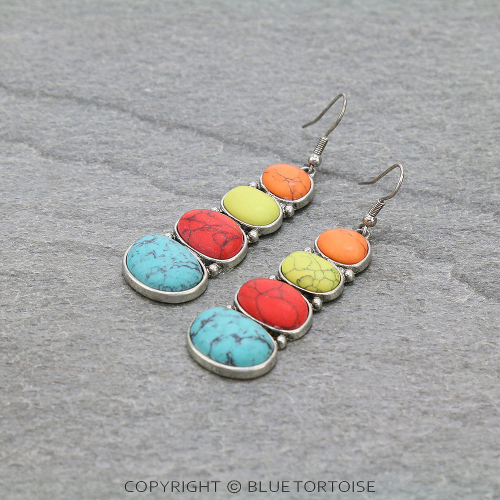 Western Stone Drop Dangle Earrings