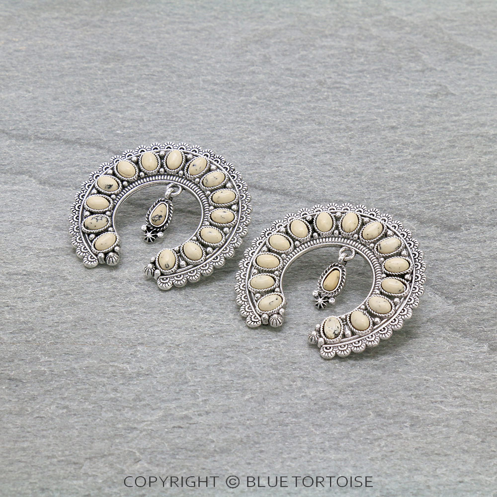 Squash Blossom Stone Stud Earrings