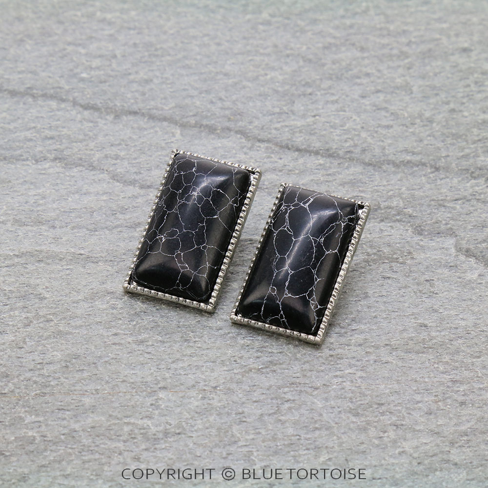 Western Rectangle Stone Stud Earrings