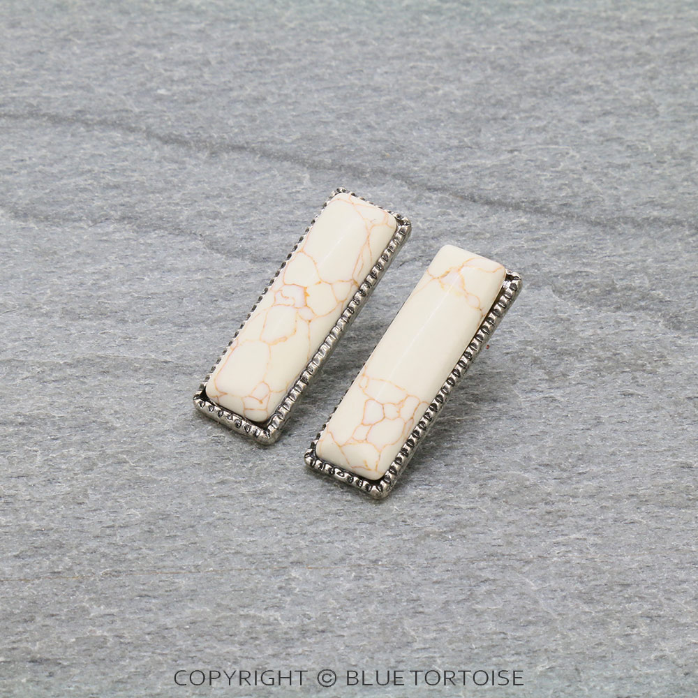 Western Rectangle Stone Stud Earrings