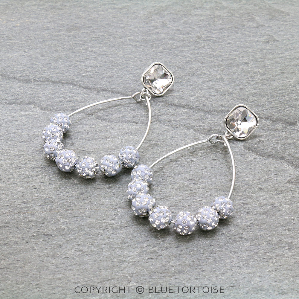 Pave Ball Teardrop Stud Earrings