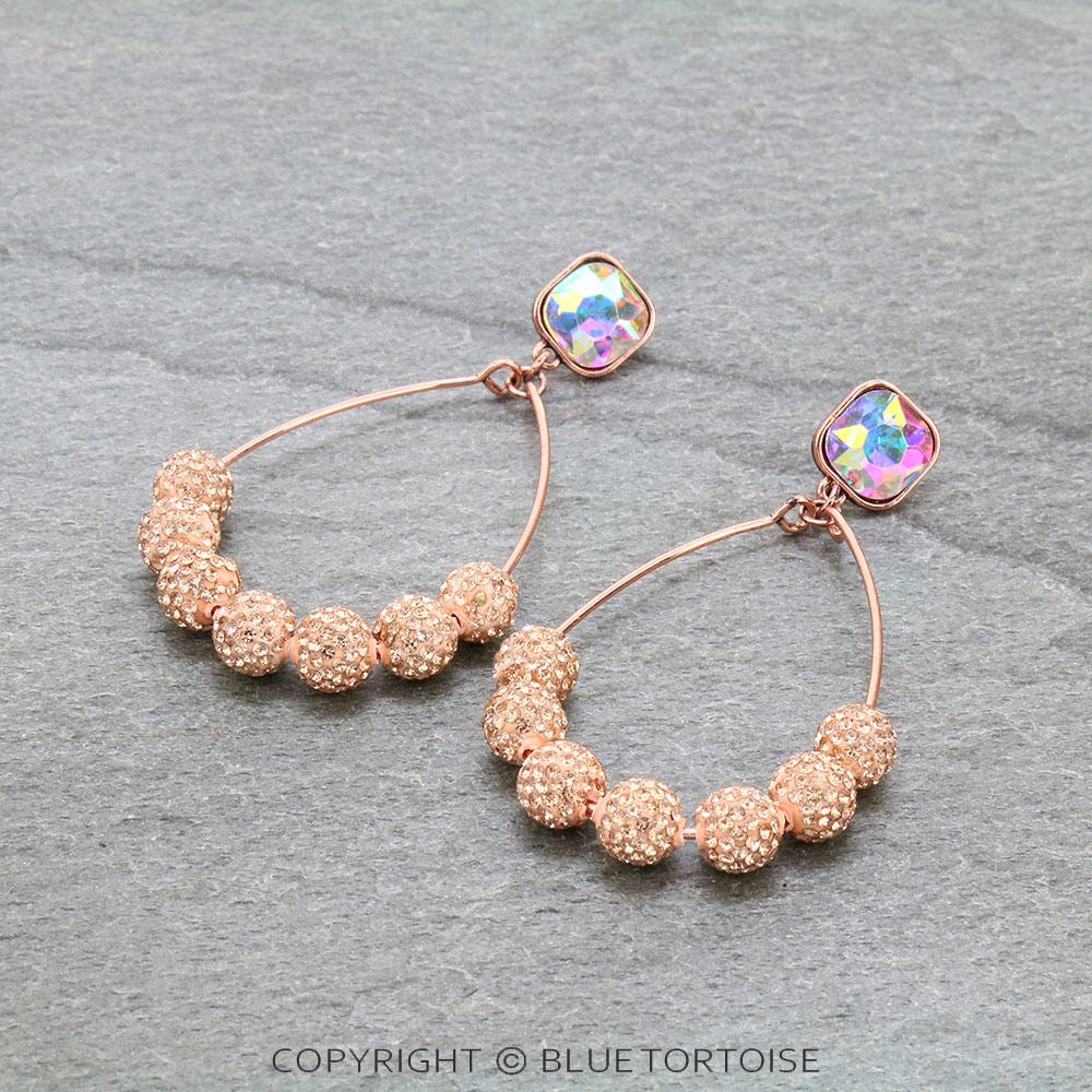 Pave Ball Teardrop Stud Earrings