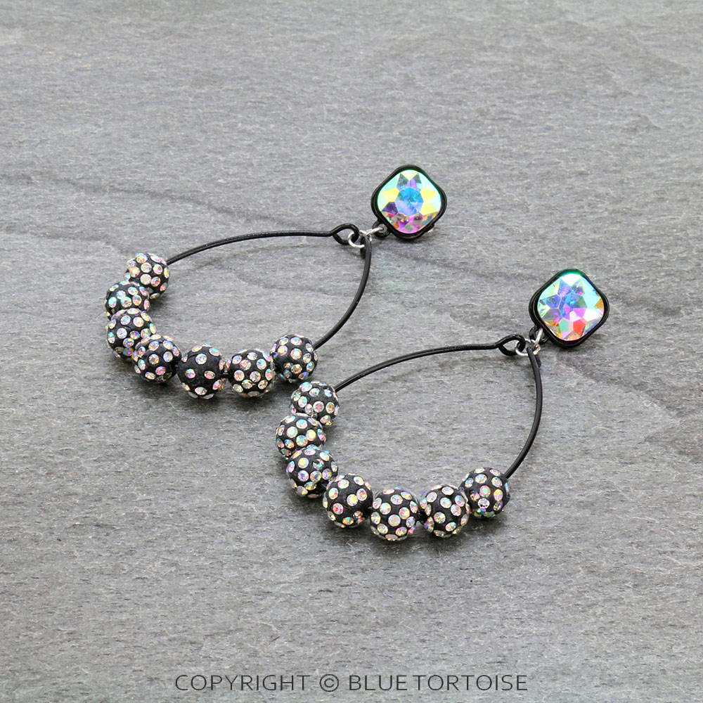 Pave Ball Teardrop Stud Earrings