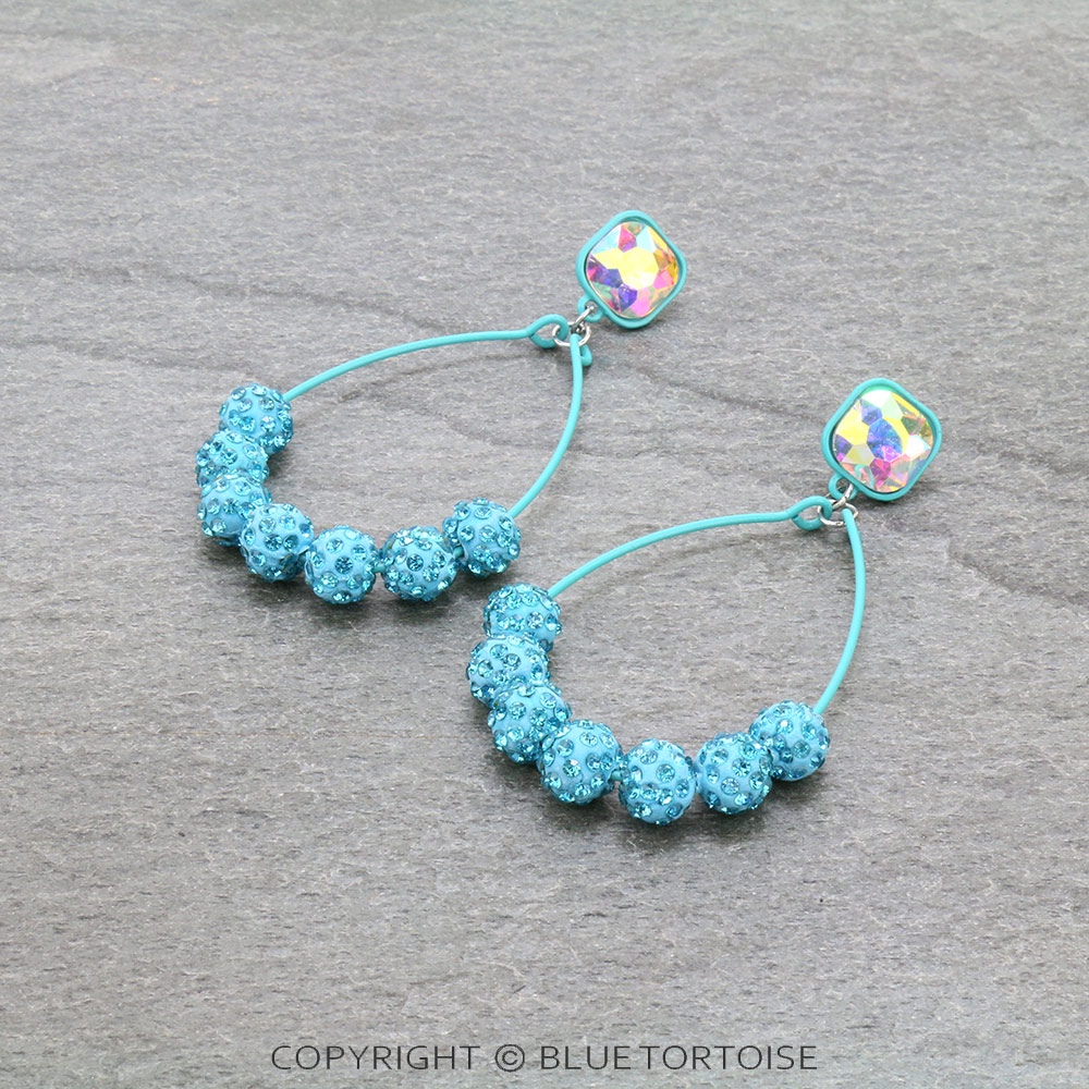 Pave Ball Teardrop Stud Earrings