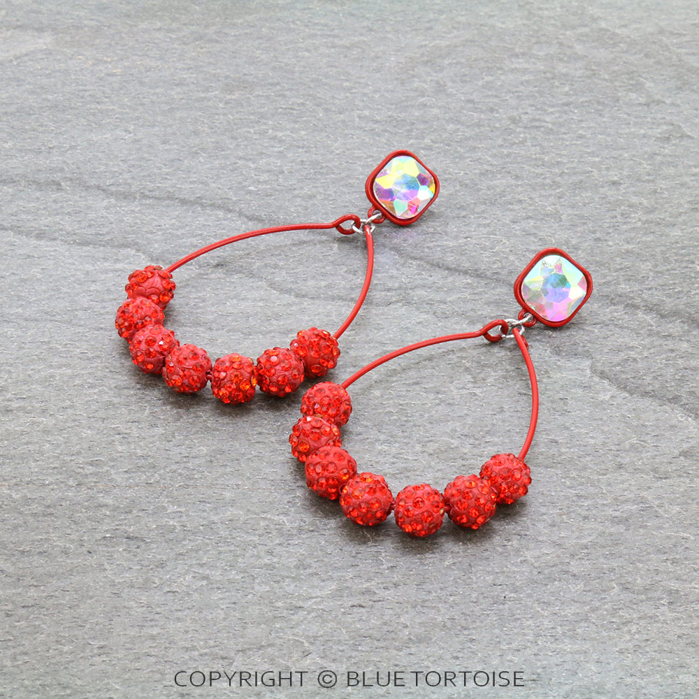 Pave Ball Teardrop Stud Earrings