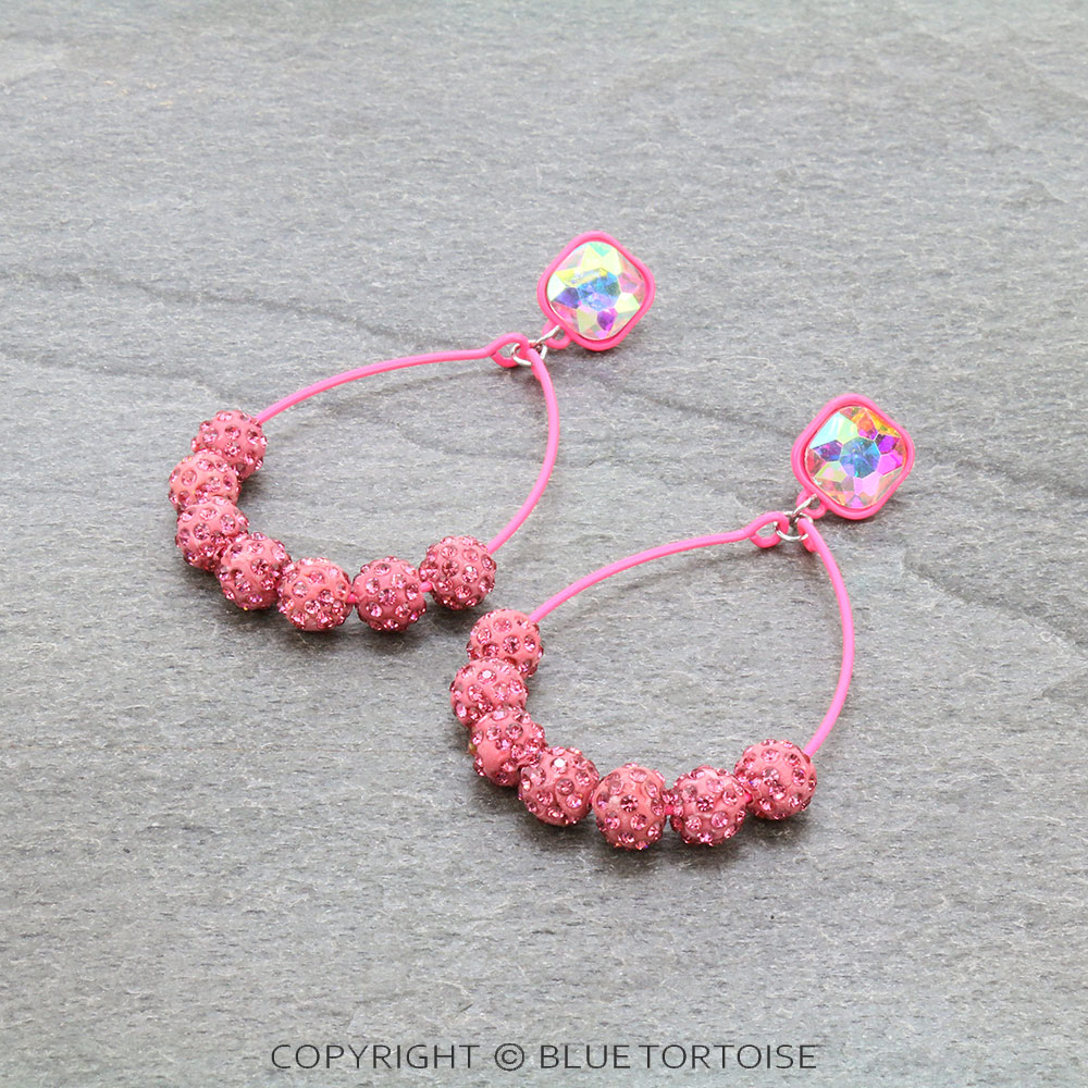 Pave Ball Teardrop Stud Earrings