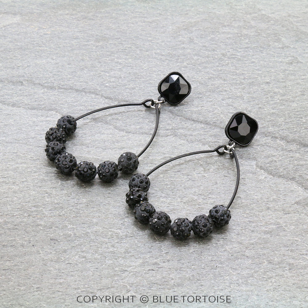 Pave Ball Teardrop Stud Earrings