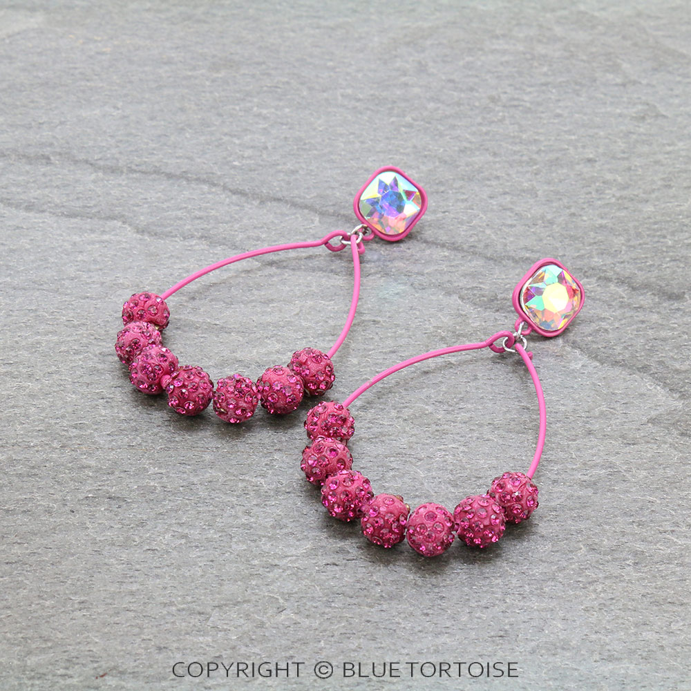 Pave Ball Teardrop Stud Earrings