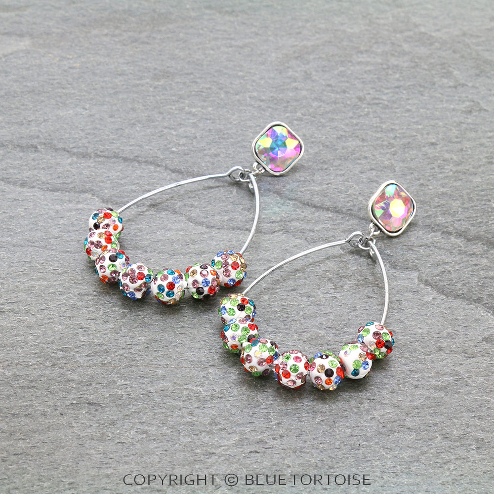 Pave Ball Teardrop Stud Earrings