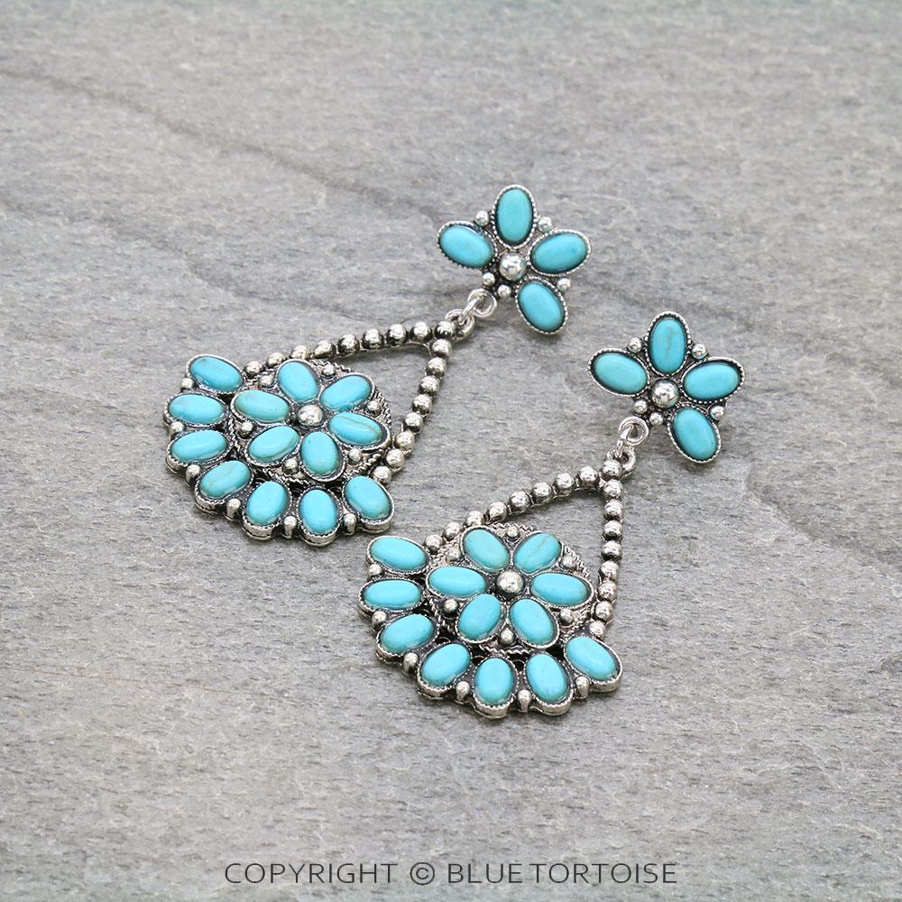 Western Teardrop Stone Stud Earrings