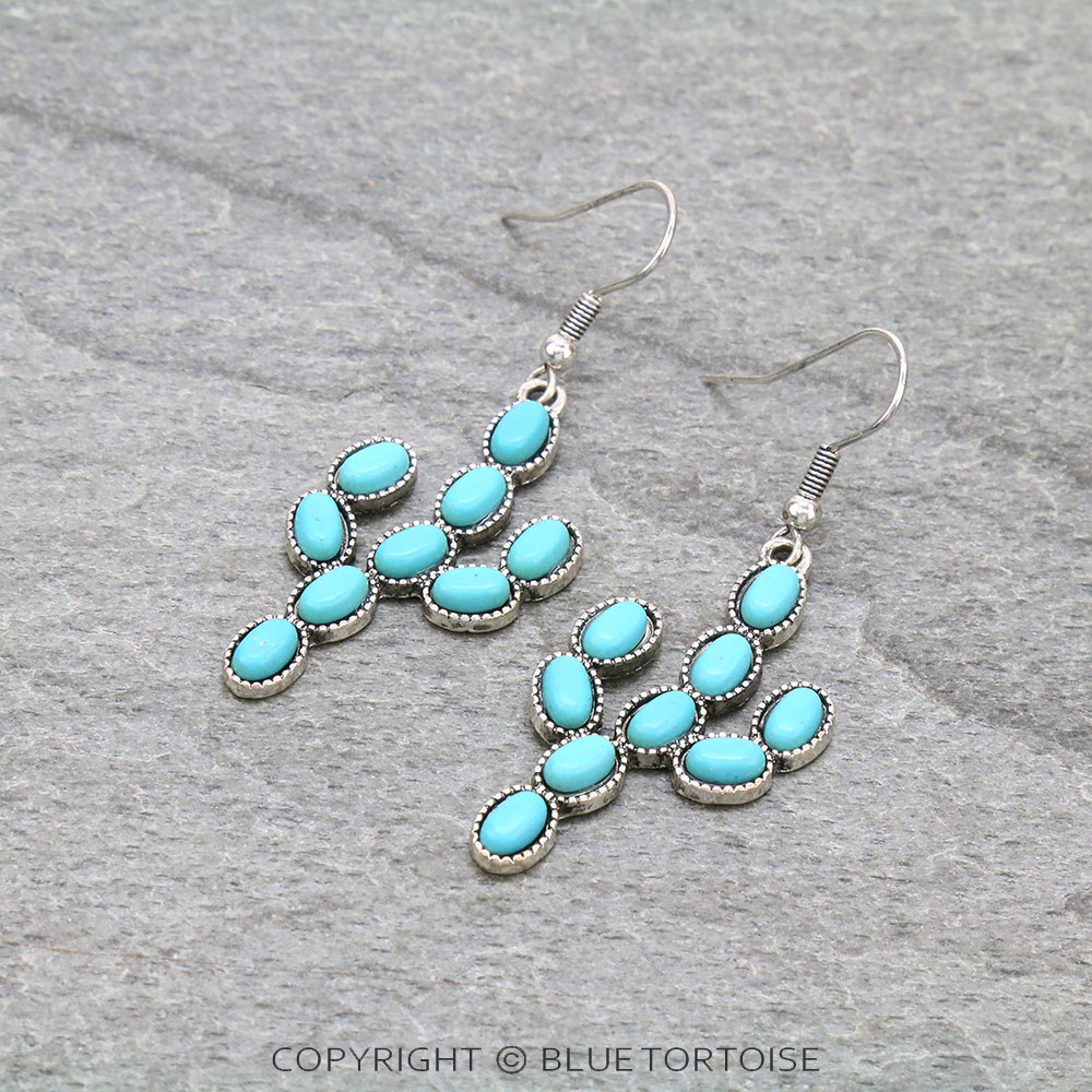 Western Cactus Stone Dangle Earrings