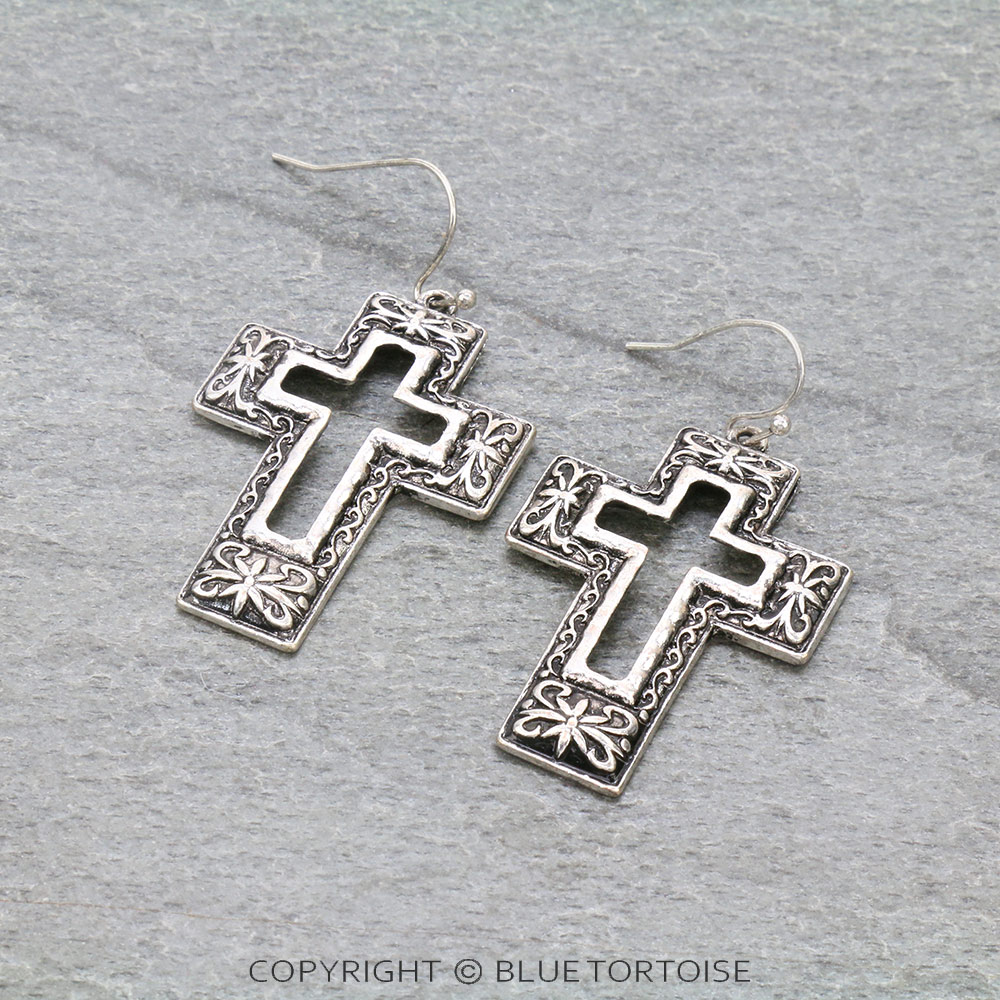 Western Cross Cutout Dangle Earrings
