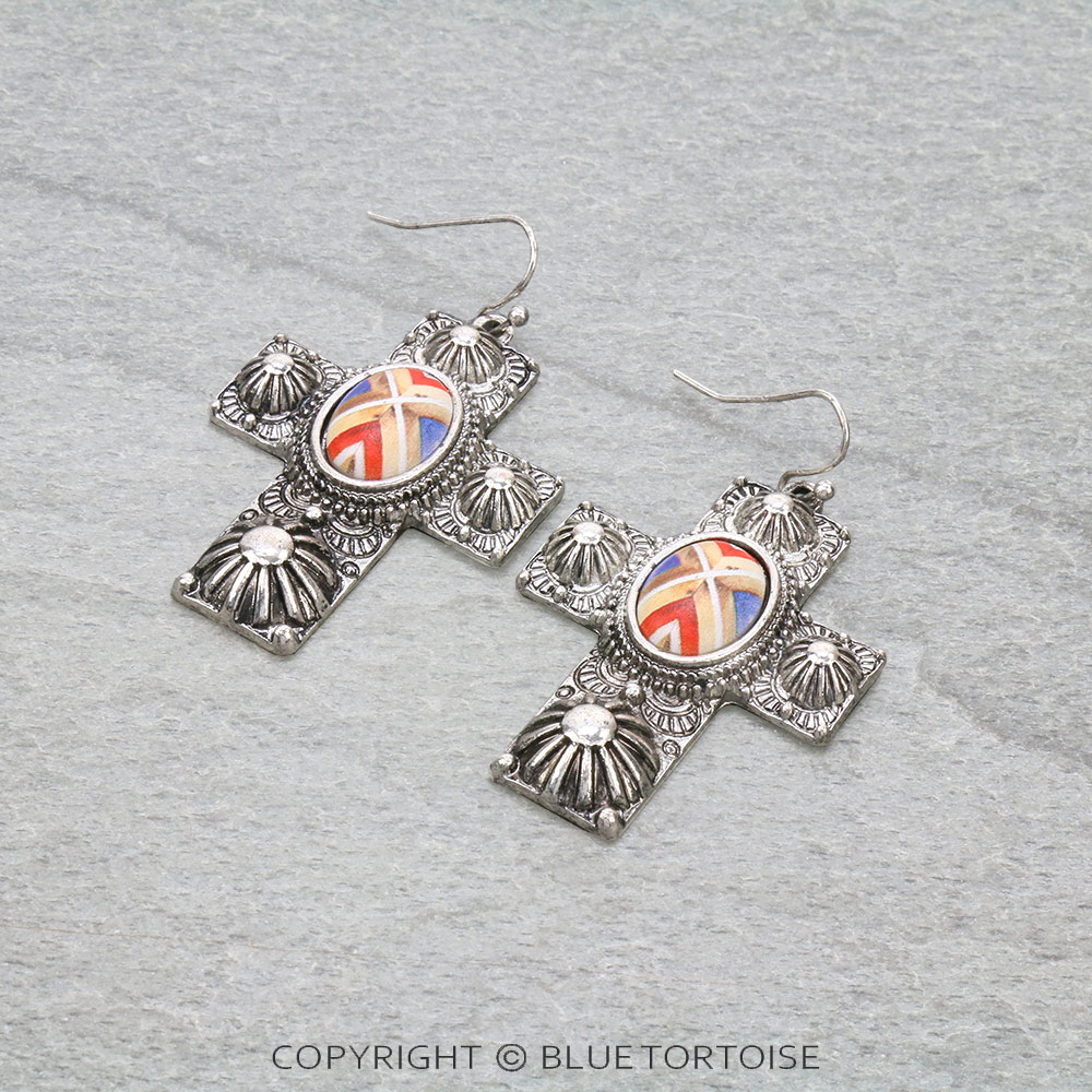 Western Cross Dangle Earrings