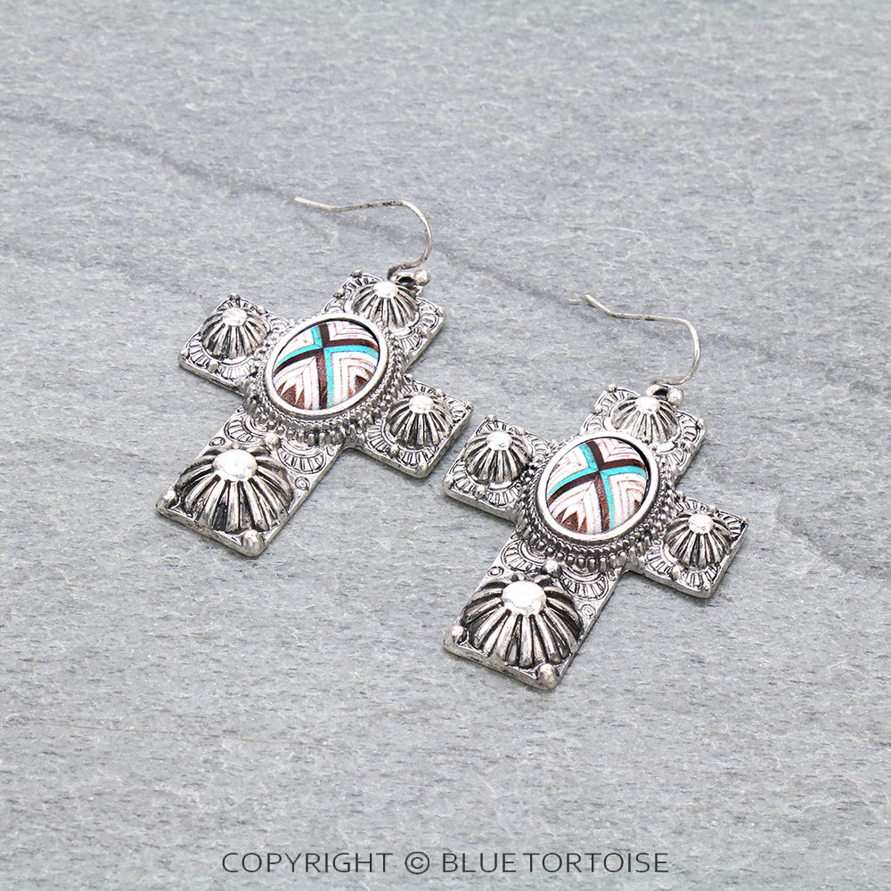 Western Cross Dangle Earrings