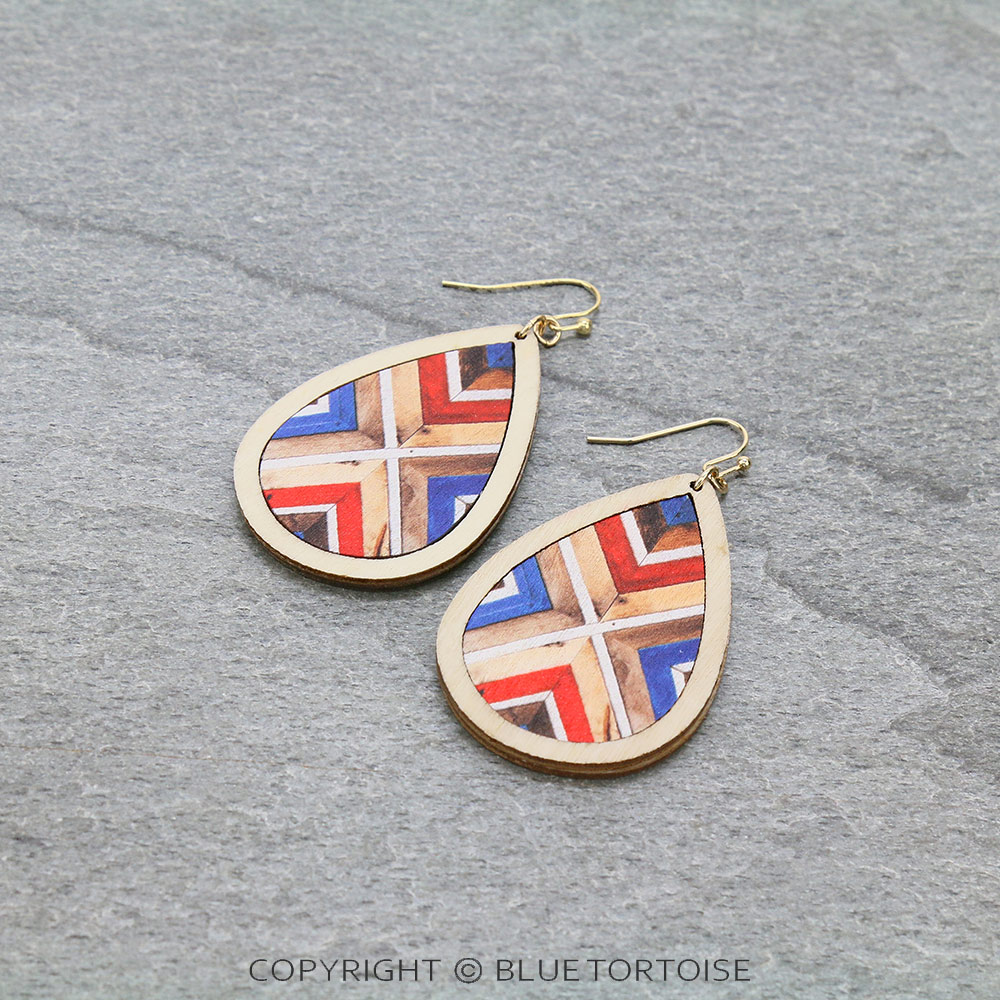 Wood Teardrop Dangle Earrings