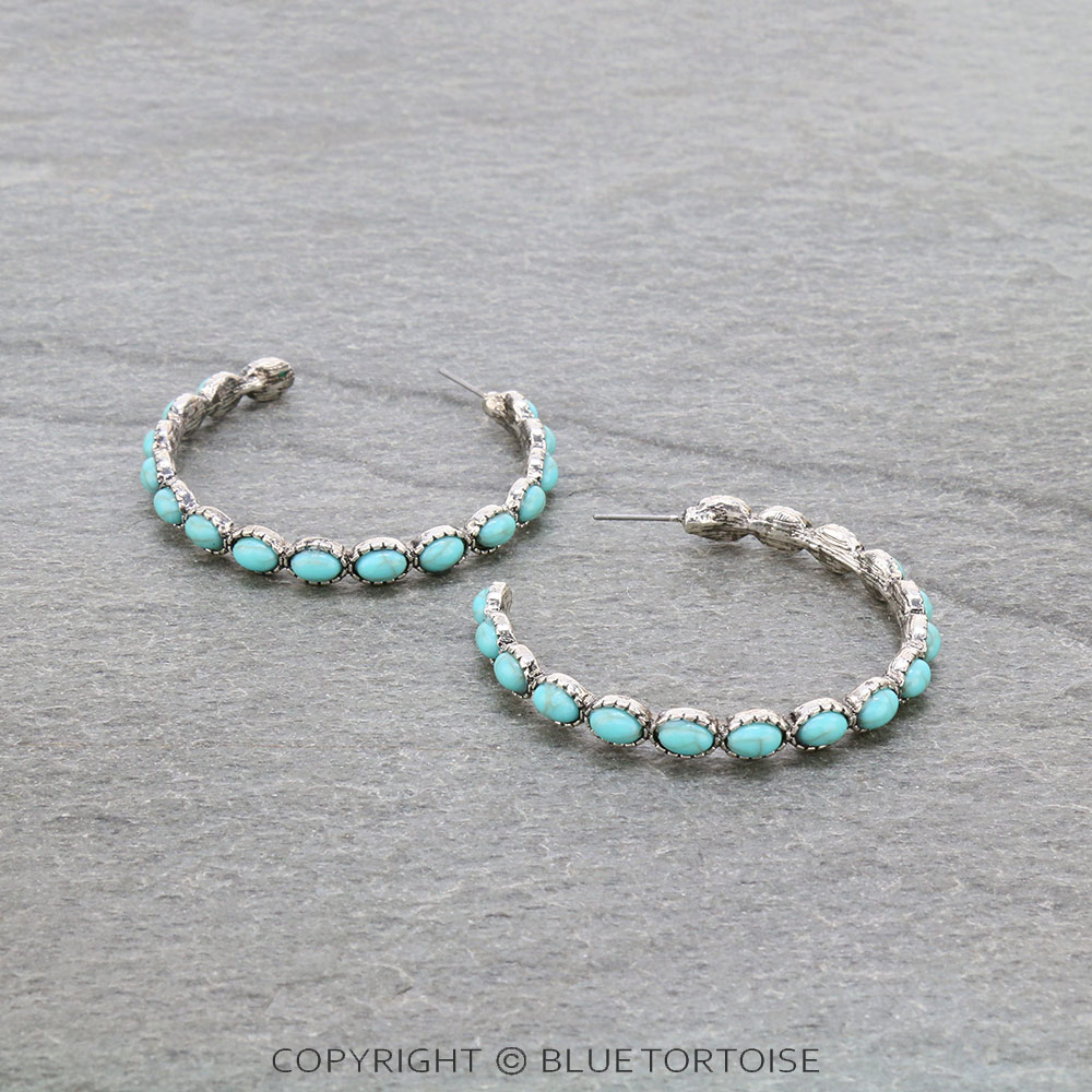 Western Stone Hoop Earrings