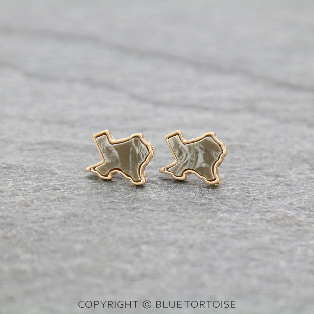 Texas Map Stone Stud Earrings