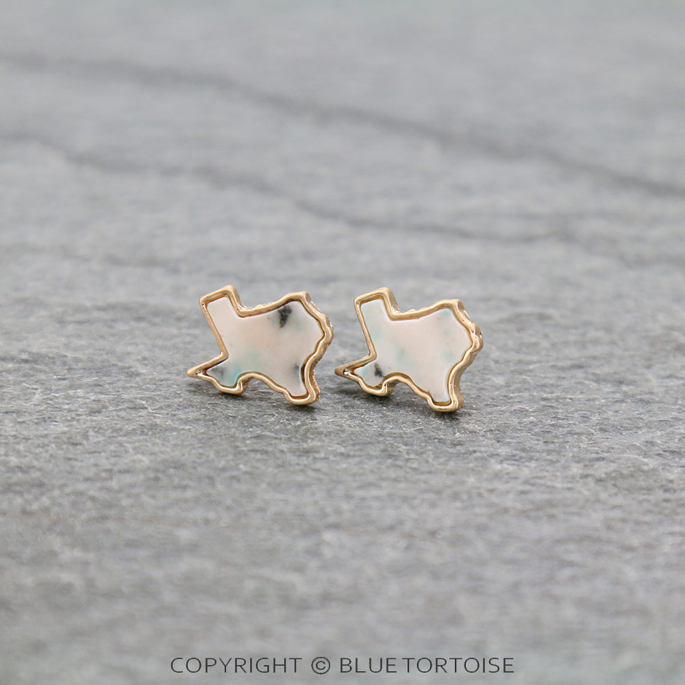 Texas Map Stone Stud Earrings