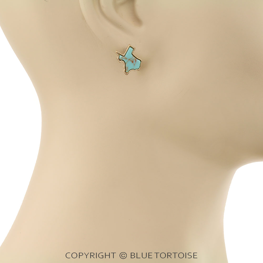 Texas Map Stone Stud Earrings - Image 2
