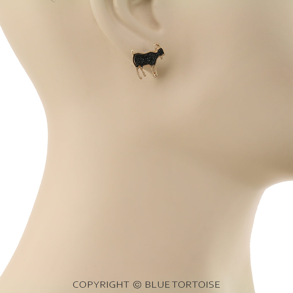 Farm Animal Goat Druzy Stone Stud Earrings - Image 2