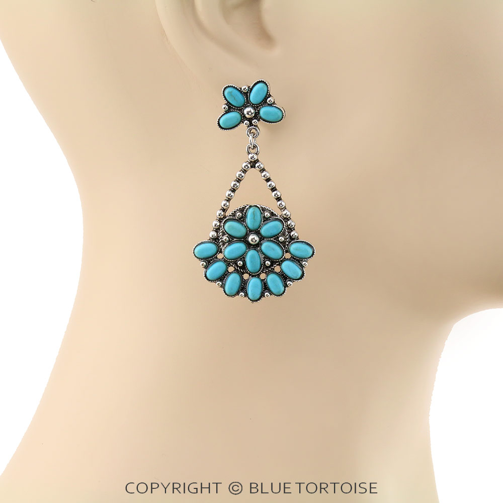 Western Teardrop Stone Stud Earrings - Image 2