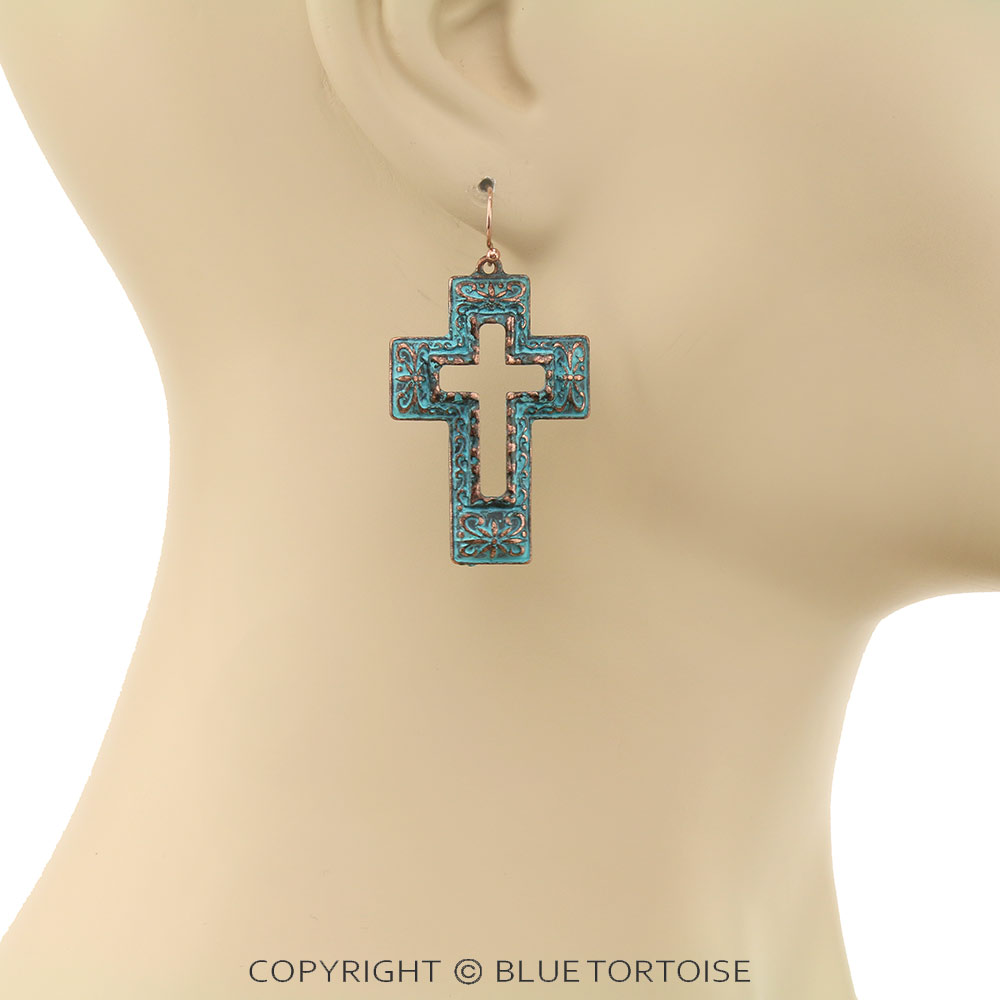 Western Cross Cutout Dangle Earrings - Image 2
