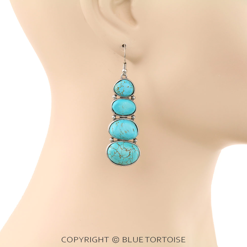 Western Stone Drop Dangle Earrings - Image 2