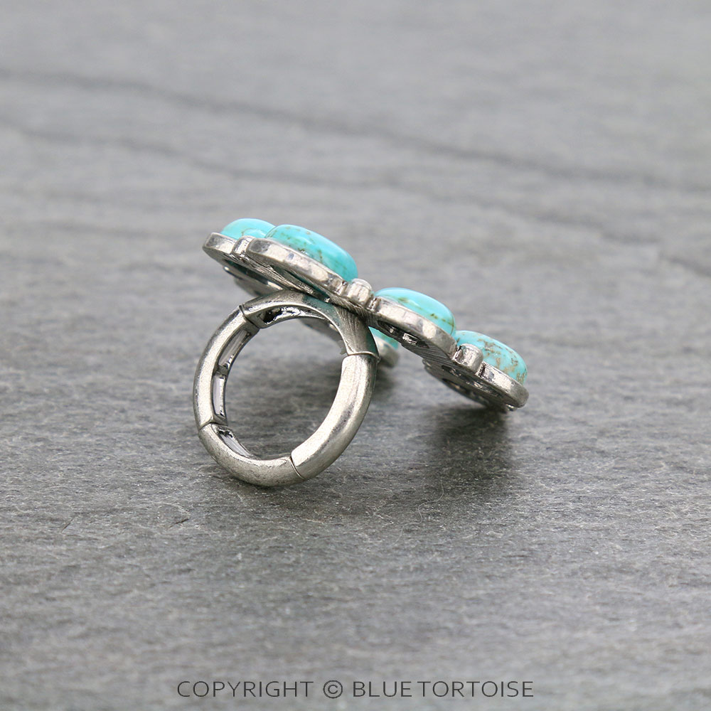 Western Squash Blossom Stone Stretch Ring - Image 3