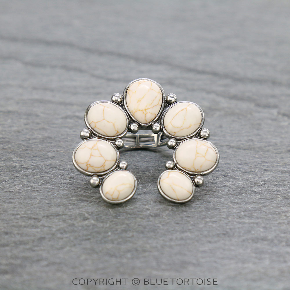 Western Squash Blossom Stone Stretch Ring