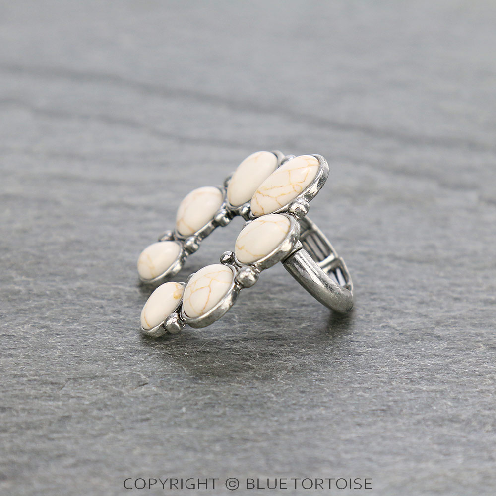 Western Squash Blossom Stone Stretch Ring - Image 2