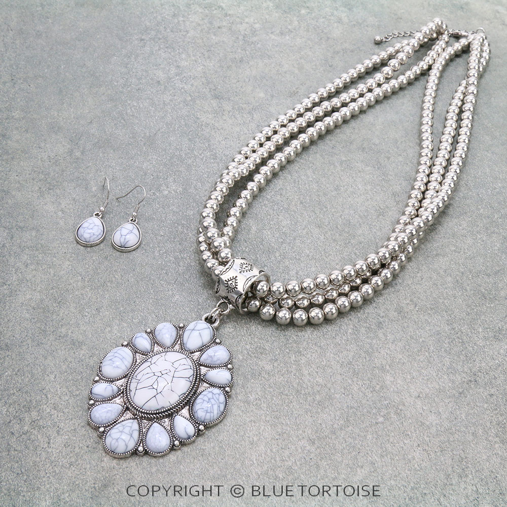 Western Concho with Stone Layered Necklace Set - Image 3
