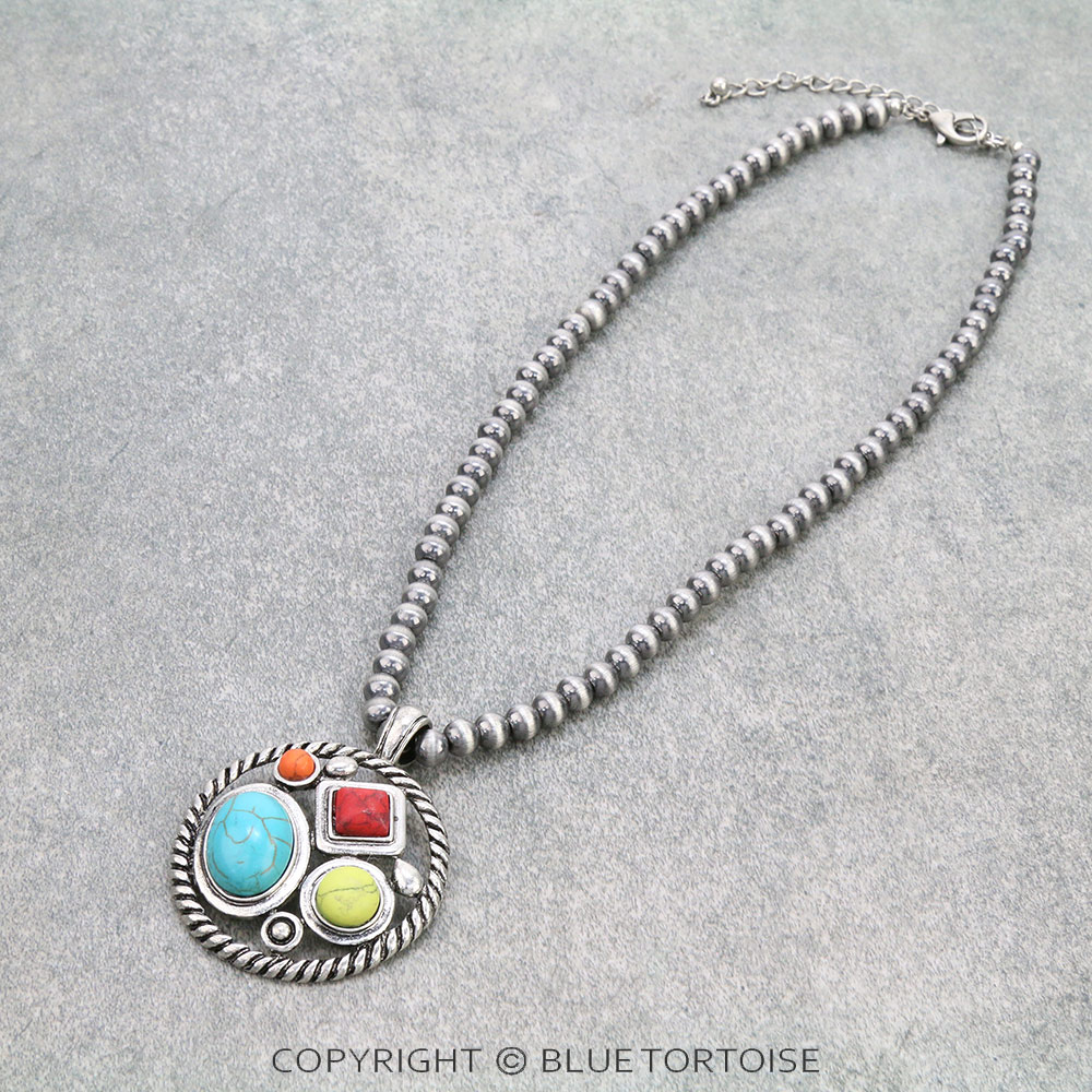 Western Style Stone Pendant Necklace