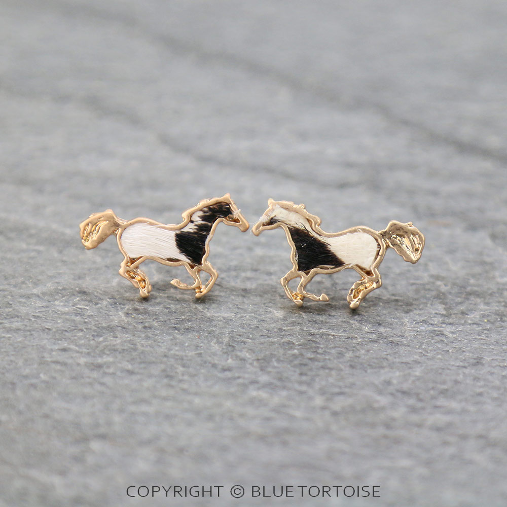 Genuine Leather Horse Stud Earrings